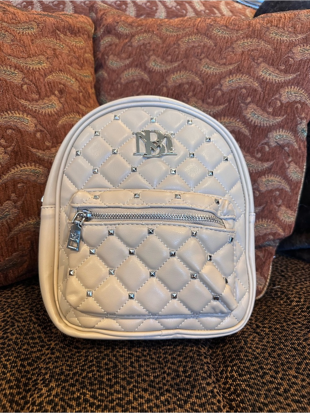 NWT Badgley Mischka Mini Studded Backpack in the Buff Beige